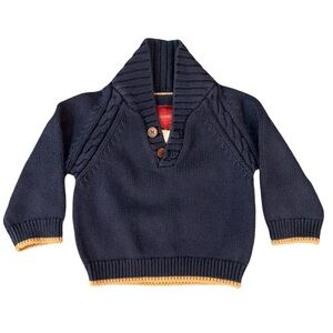 Jacadi Paris Cashmere Blend Sweater Navy 12M Pullover Button Dress Casual Party